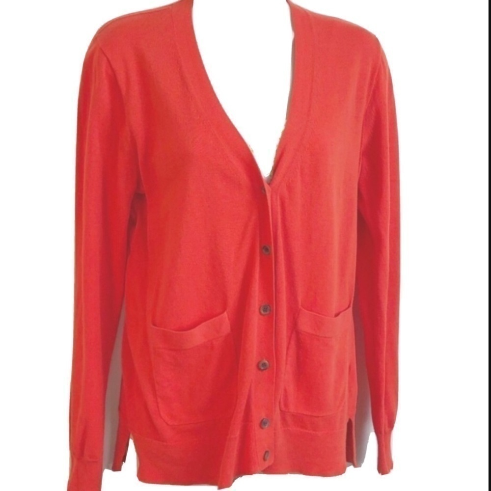 J. Crew Summerweight solid knit orange cotton cardiga…